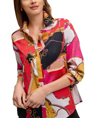 Luna Buckle Scarf Print Top 