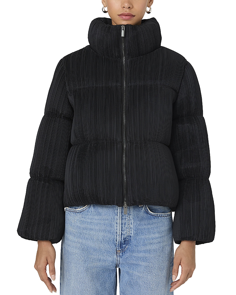 French Connection Dinara Crinkle Puffer Jacket In Blackout