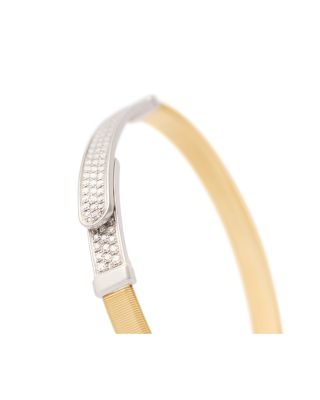 18K Yellow & White Gold Masai Diamond Pav&eacute; Coil Thin Bangle Bracelet