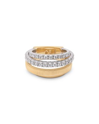 18K Yellow & White Gold Masai Diamond Four Row Coil Ring