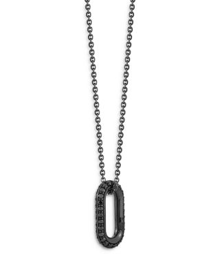 18K Black Gold Black Diamond Link Pendant Necklace, 24"