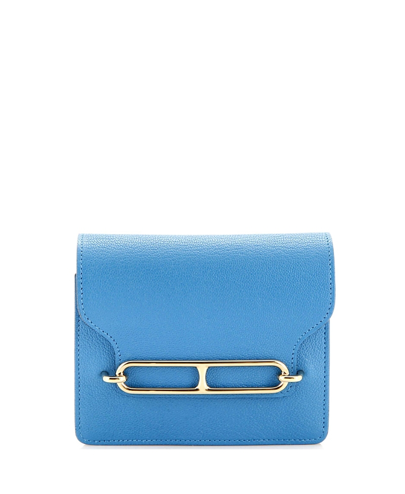 Pre-owned Pre-owned Hermes Hermes Roulis Slim Wallet Chevre Mysore In Blue