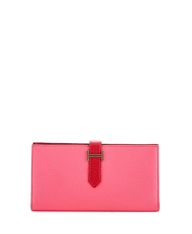 Pre-Owned Hermes Long Bearn Wallet Chevre Mysore