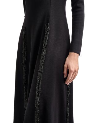 Princess Seam Fringe Trim Knit Dress