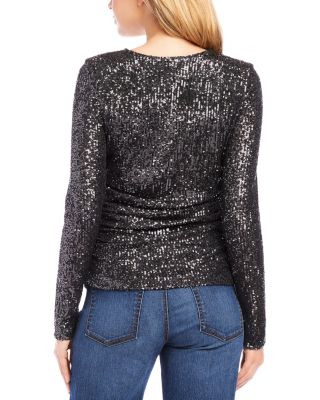 Side Shirred Sequin Top