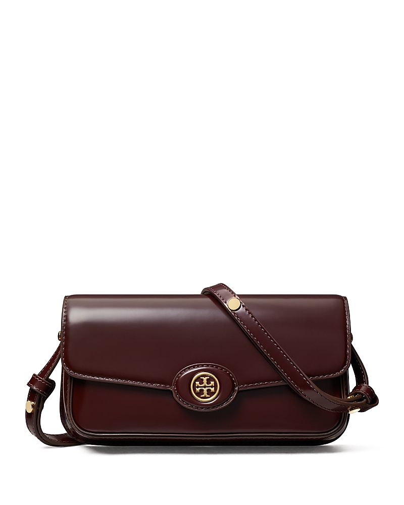 Tory Burch Robinson Spazzolato East/west Shoulder Bag In Tempranillo/gold