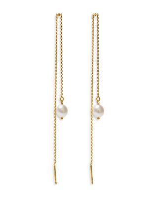 Argento Vivo Cultured Freshwater Pearl & 18K Gold Plated Sterling Silver Threader Earrings, 5L