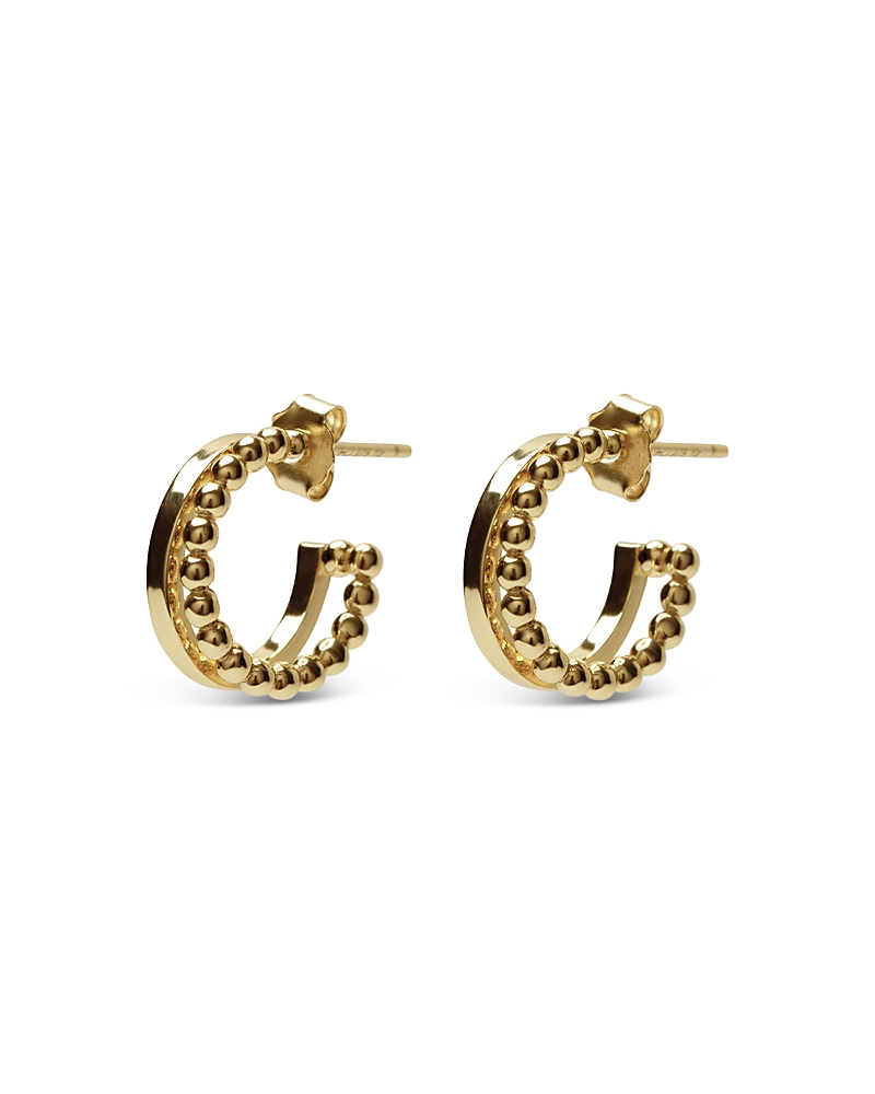 Argento Vivo Classic & Ball Bead Double Row Hoop Earrings In 18k Gold Plated Sterling Silver In Gold