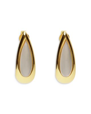 Argento Vivo - Mother Of Pearl J Hoop Earrings in 18K Gold Plated Sterling Silver