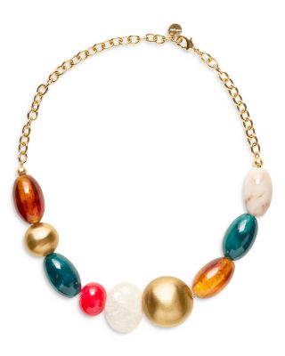 Cult Gaia - Mercier Multicolor Large Bead Choker Necklace in Gold Tone, 18"