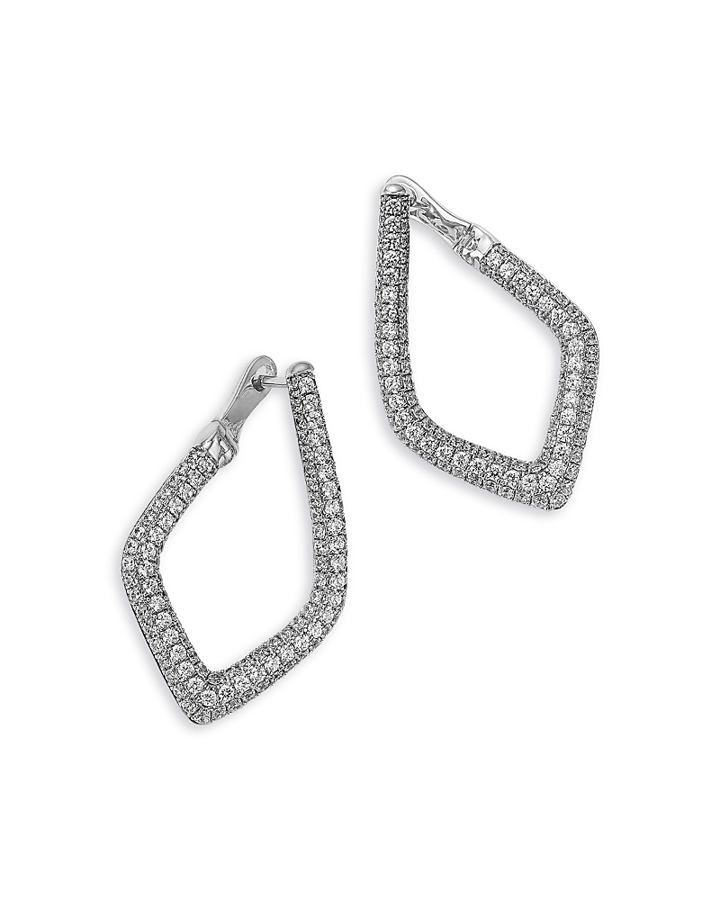 Bloomingdale's Fine Collection Diamond Pave Cut Geometric Spiral Hoop Earrings In 14k White Gold, 1.75 Ct. T. W. In White