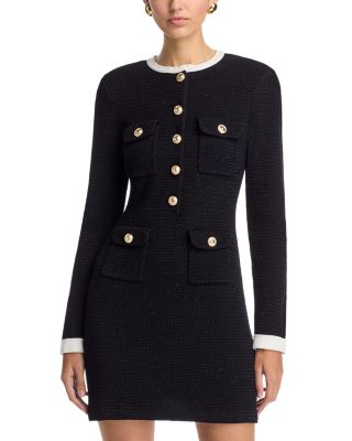 ワンピース SELF PORTRAIT KNIT MINI DRESS WITH CONTRASTING COLLAR Self-Portrait Knit Contrast Collar Long Sleeve Mini Dress