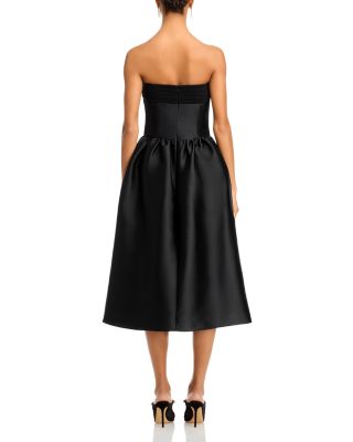 Taffeta Contrast Bow Midi Dress