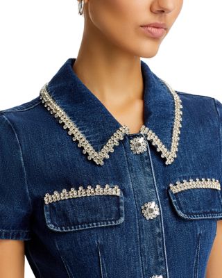 Denim Rhinestone Trim Dress