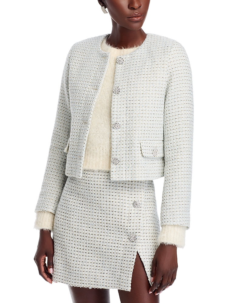 French Connection Embellished Button Tweed Jacket