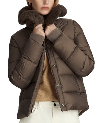 Vera Shearling Trim Down Coat 