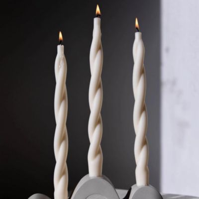 Ikome Thick Tapered Twist Candle, 3 Pack