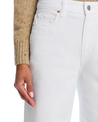 Anessa Raw Hem High Rise Cropped Wide Leg Jeans in Crisp White