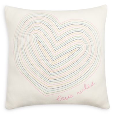 Aqua x Kerri Rosenthal Love Rules Embroidered Pillow - Exclusive