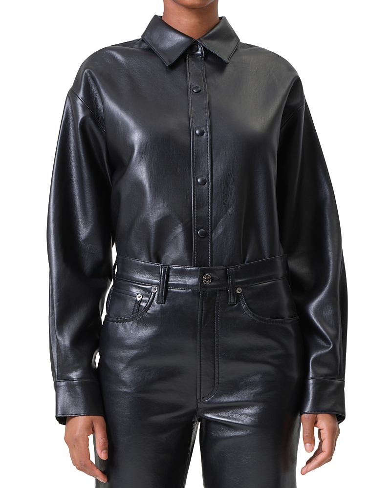 Agolde Aylin Faux Leather Shirt In Detox