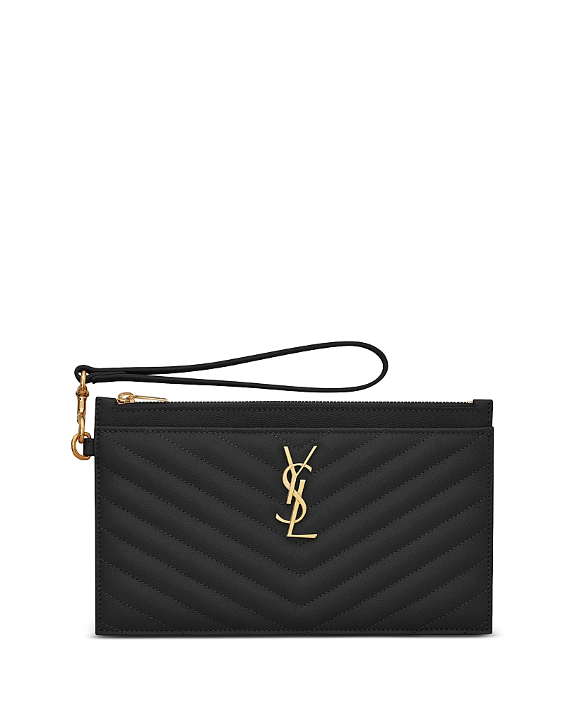 Saint Laurent Monogram Quilted Leather Wallet Clutch