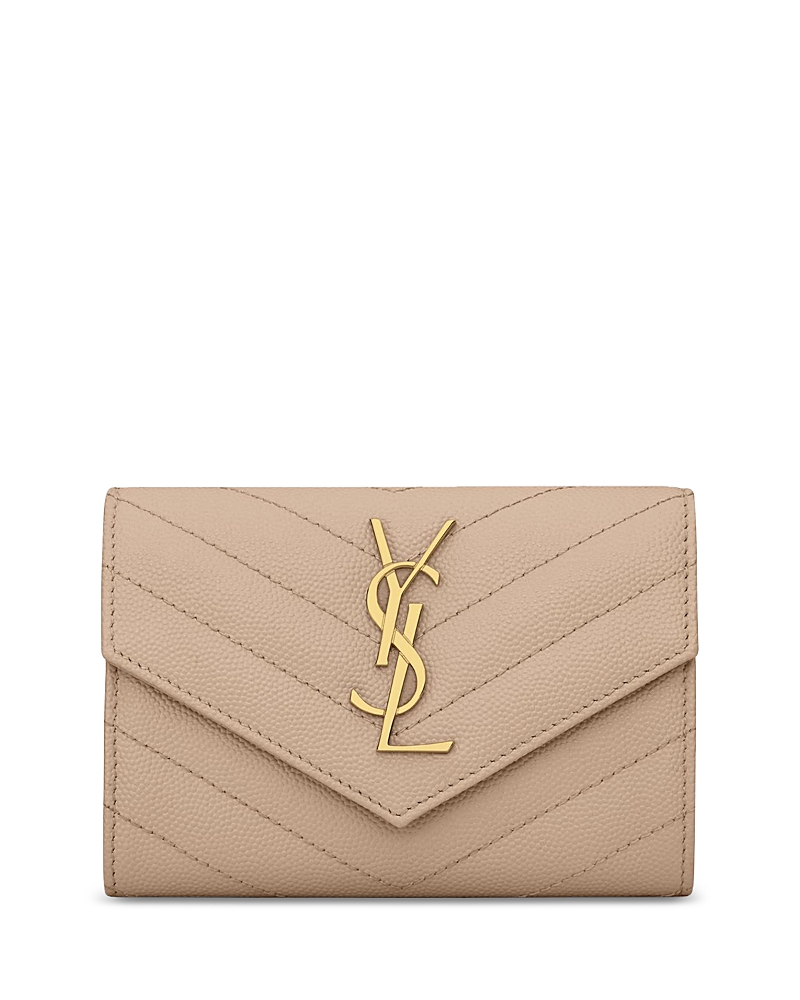 Saint Laurent Cassandre Matelasse Small Envelope Wallet in Lambskin · OS