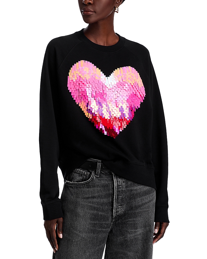 Essentiel Antwerp Heater Sequined Heart Sweatshirt In Black