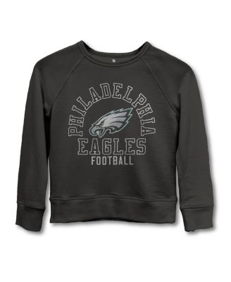 Junk Food Clothing - Unisex NFL Philadelphia Eagles Flocked Raglan Crew Fleece Sweatshirt - Little Kid, Big Kid