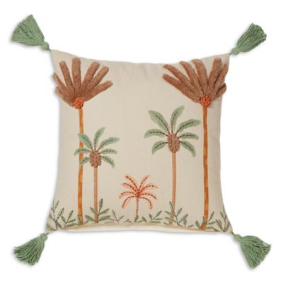 Palm Embroidered Decorative Pillow, 20&amp;quot; x 20&amp;quot;
