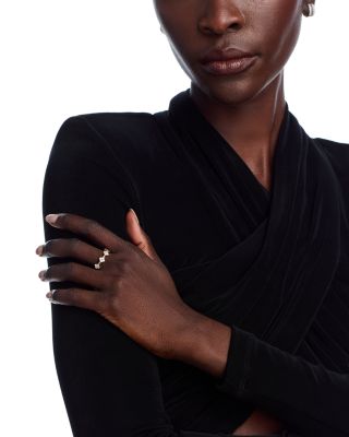 14K Yellow Gold Diamond Clover Band Ring, 0.50 tcw