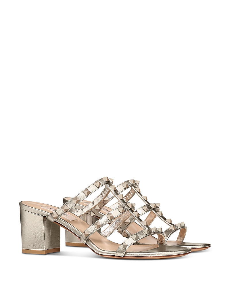 Valentino Garavani Women's Rockstud Block Heel Slide Sandals In Multi