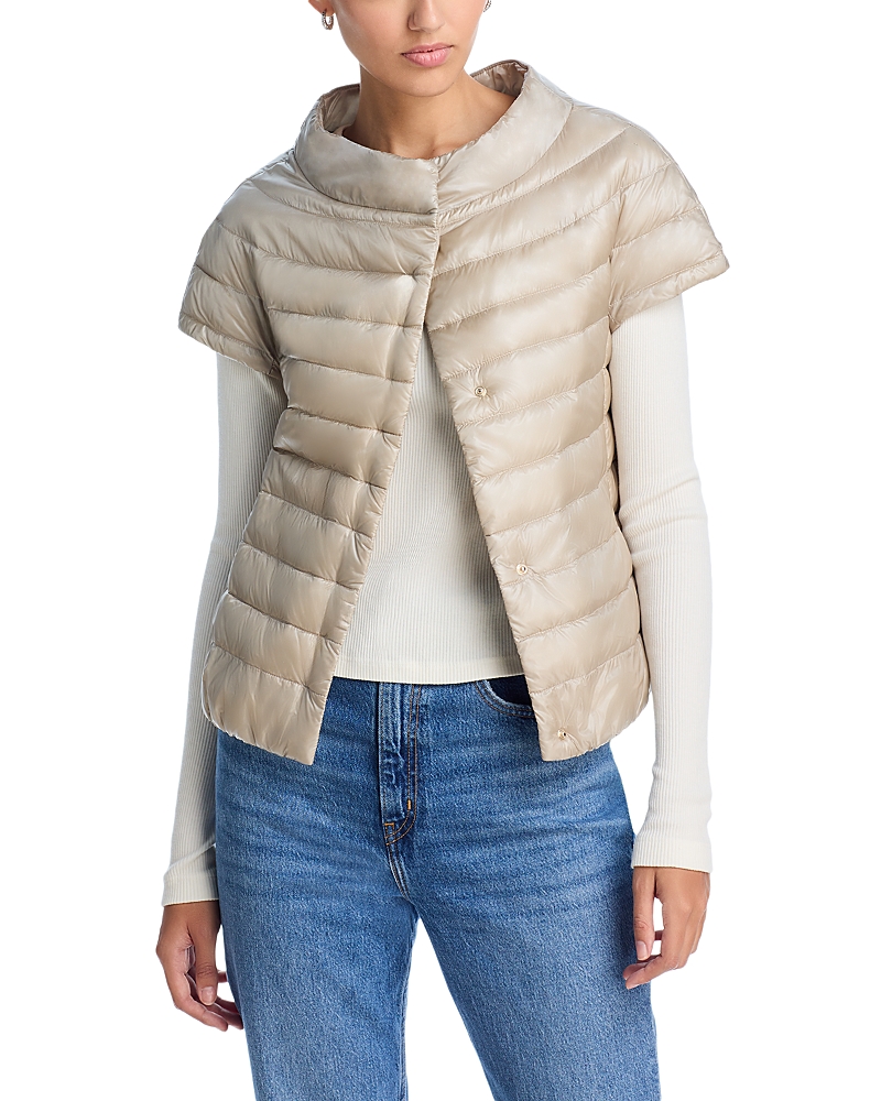 Herno Emelia Cap Sleeve Puffer Jacket In Champagne