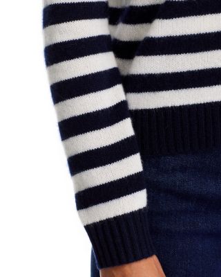 100% Cashmere Striped Crewneck Cardigan - Exclusive