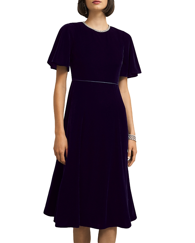 Hobbs London Catalina Velvet Dress In Nidnight Navy