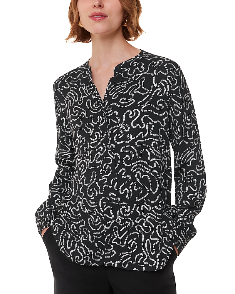 Whistles Chain Print Shirt, Size 14 In Black Multi