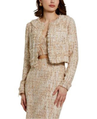 Mac Duggal - Long Sleeve Cropped Boucle Jacket