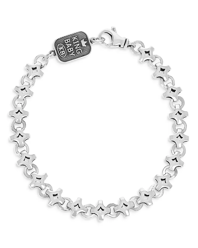 King Baby Studio Sterling Silver Small Diamond Link Bracelet