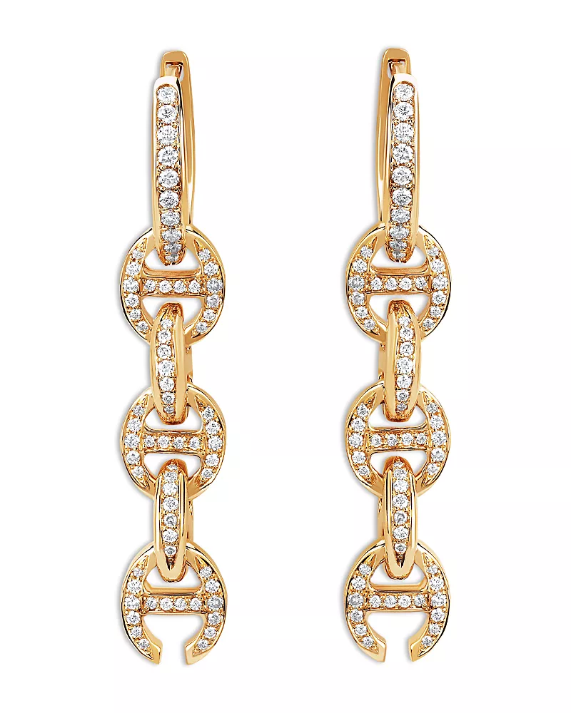 Hoorsenbuhs 18K Yellow Gold Heritage Diamond Pave Chain Link Drip Hoop Earrings