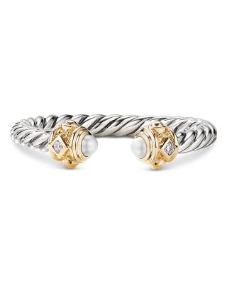 Renaissance Ring in Sterling Silver with 14K Yellow Gold, Pearls & Diamonds, 2.3mm