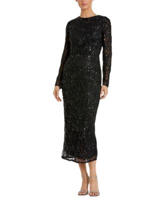 Mac Duggal - High Neck Long Sleeve Embellished Dress