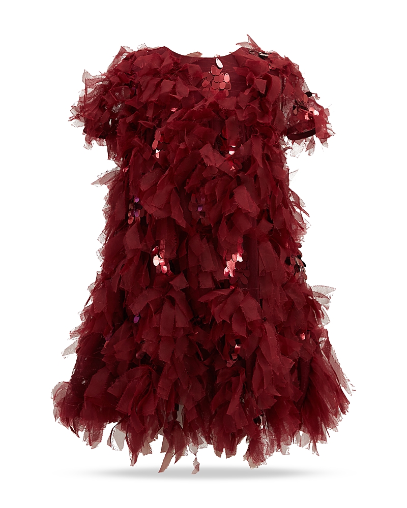 Shop Bardot Junior Girls' Mallory Fluffy Tiered Dress - Little Kid, Big Kid In Burgundy