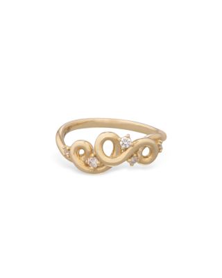 9K Yellow Gold Loop Five Diamond Ring