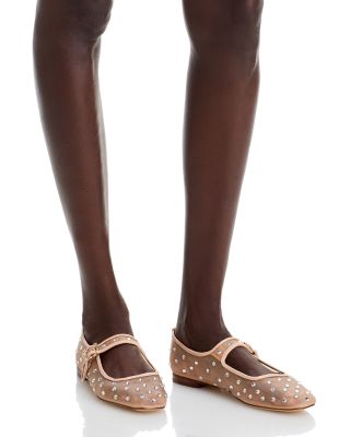 Women's Michaela Square Toe Gem Embellished Mesh Mary Jane Shoes  