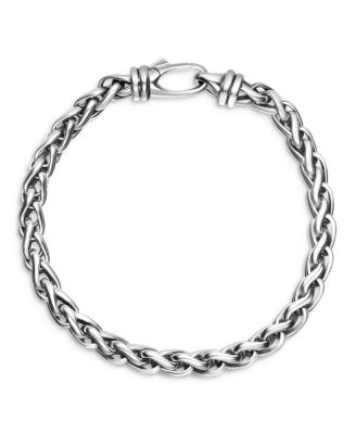 Men's Sterling Silver Wheat Chain Link Bracelet, 6mm