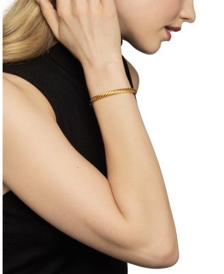 18K Yellow Gold Sculpted Cable Twist Bangle Bracelet, 6mm