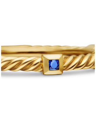 18K Yellow Gold Cable Sapphire Stack Band Ring