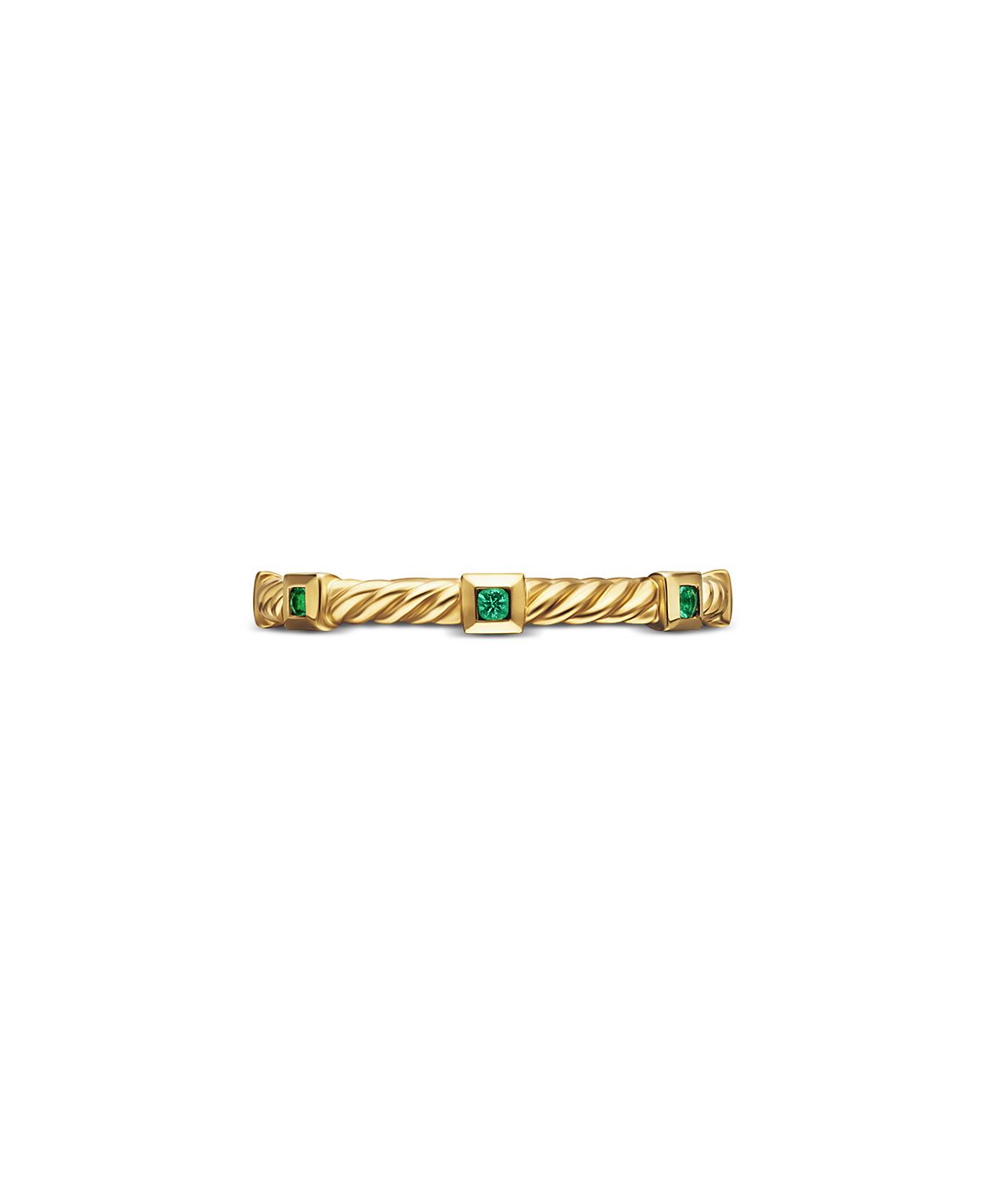 David Yurman 18K Yellow Gold Cable Sapphire Stack Band Ring