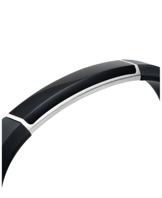 Men's Sterling Silver Streamline&reg; Onyx Black Rubber Bracelet