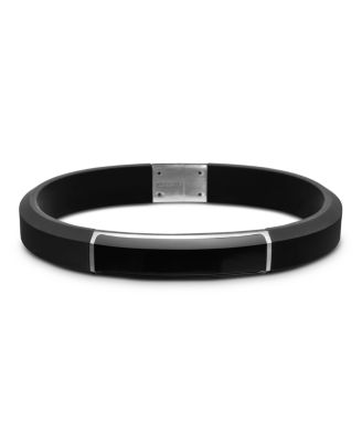Men's Sterling Silver Streamline&reg; Onyx Black Rubber Bracelet