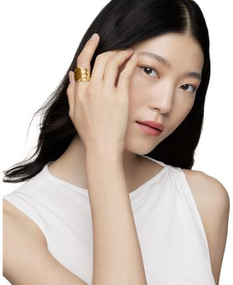 18K Yellow Gold Cable Edge Statement Ring